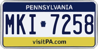 PA license plate MKI7258