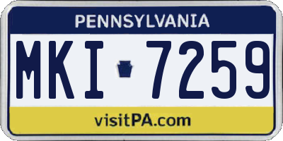 PA license plate MKI7259