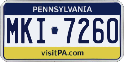 PA license plate MKI7260