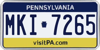 PA license plate MKI7265