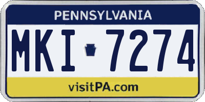 PA license plate MKI7274