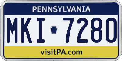 PA license plate MKI7280