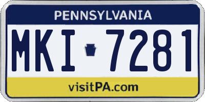 PA license plate MKI7281