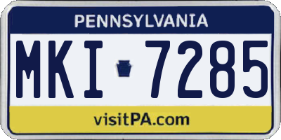 PA license plate MKI7285
