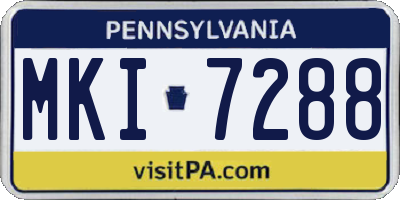 PA license plate MKI7288
