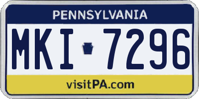 PA license plate MKI7296