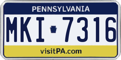 PA license plate MKI7316