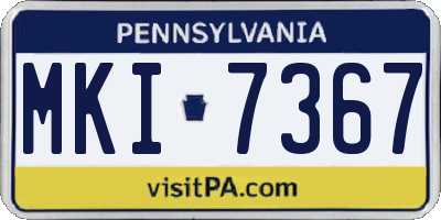 PA license plate MKI7367