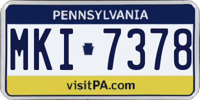 PA license plate MKI7378