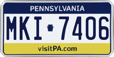 PA license plate MKI7406