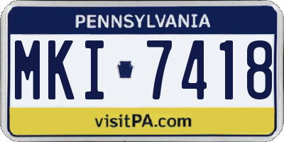 PA license plate MKI7418