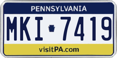PA license plate MKI7419