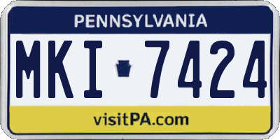 PA license plate MKI7424