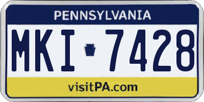 PA license plate MKI7428