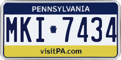 PA license plate MKI7434
