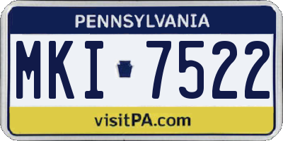 PA license plate MKI7522