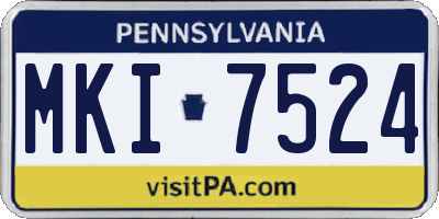 PA license plate MKI7524