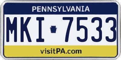 PA license plate MKI7533