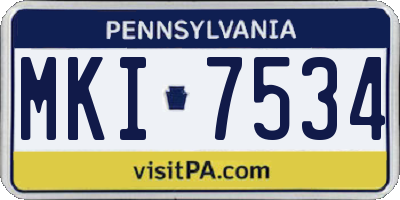 PA license plate MKI7534