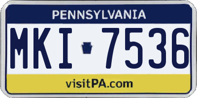 PA license plate MKI7536