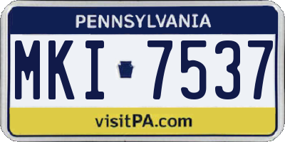 PA license plate MKI7537