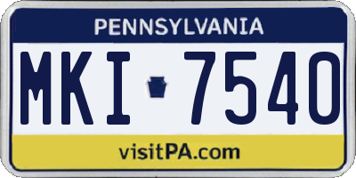 PA license plate MKI7540