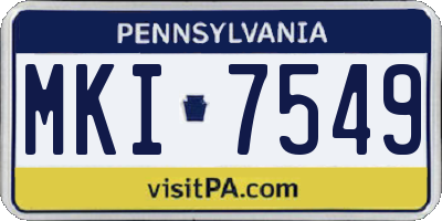 PA license plate MKI7549
