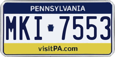 PA license plate MKI7553