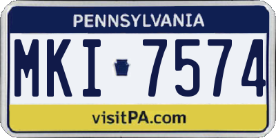PA license plate MKI7574