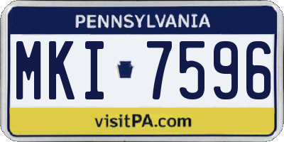 PA license plate MKI7596
