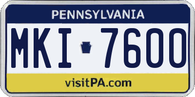 PA license plate MKI7600
