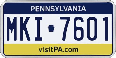 PA license plate MKI7601