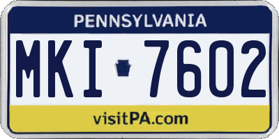 PA license plate MKI7602