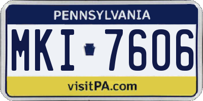 PA license plate MKI7606