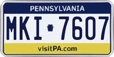 PA license plate MKI7607
