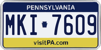 PA license plate MKI7609