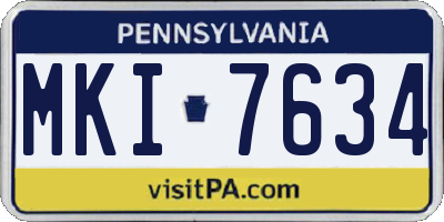 PA license plate MKI7634