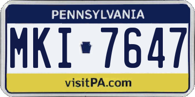 PA license plate MKI7647