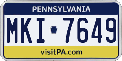 PA license plate MKI7649