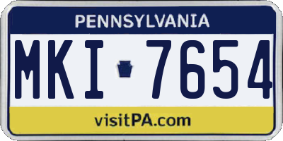PA license plate MKI7654