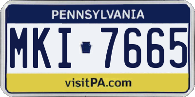 PA license plate MKI7665