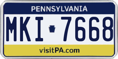 PA license plate MKI7668