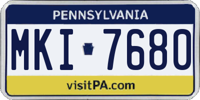 PA license plate MKI7680