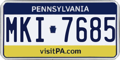 PA license plate MKI7685
