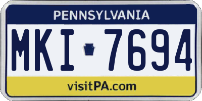 PA license plate MKI7694