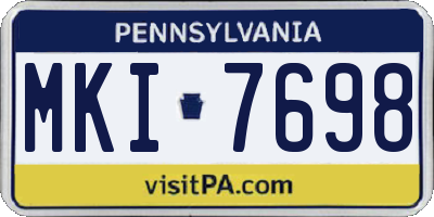 PA license plate MKI7698