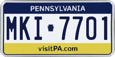 PA license plate MKI7701