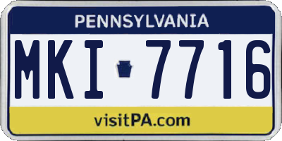 PA license plate MKI7716