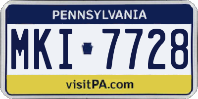 PA license plate MKI7728