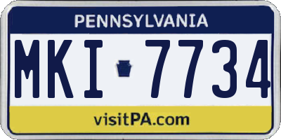 PA license plate MKI7734